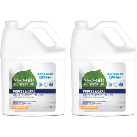 Seventh Generation Glass/Surface Cleaner, Free & Clear, 1 Gal, Multi, PK 2 SEV44721CT